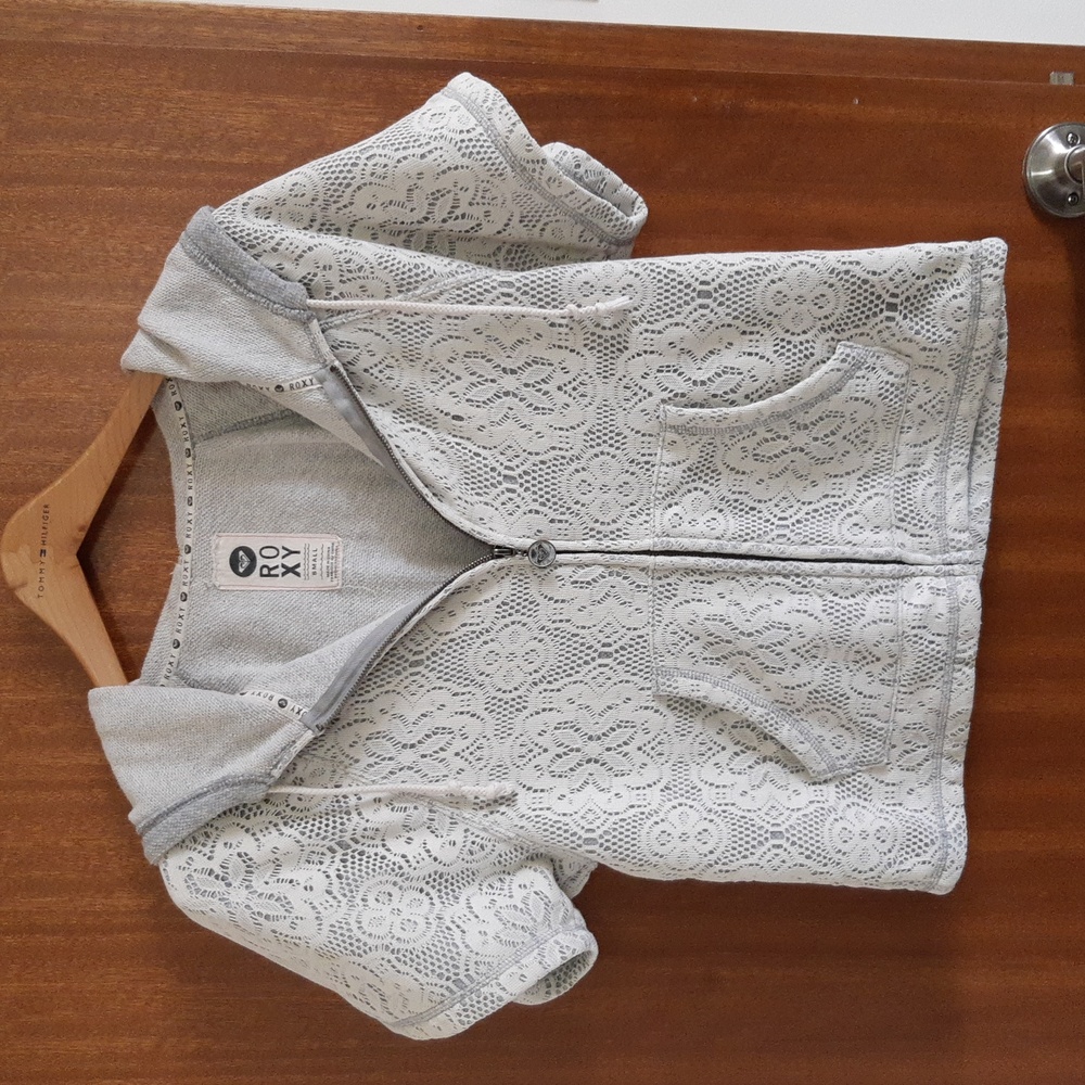 Roxy Gray Lace Hoodie